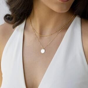 Layered Necklace Pendant Handmade 18k Gold Plated Dainty Choker